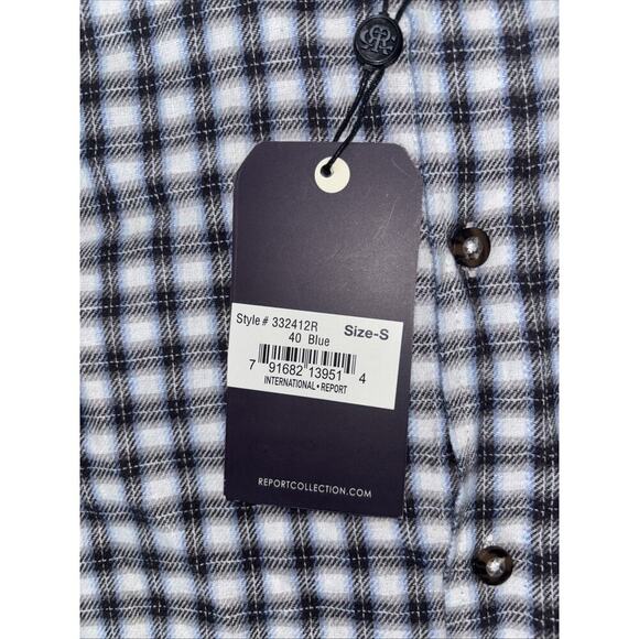 Report Collection Button Up Shirt Mens Small Blue Plaid NWT - Picture 3 of 9